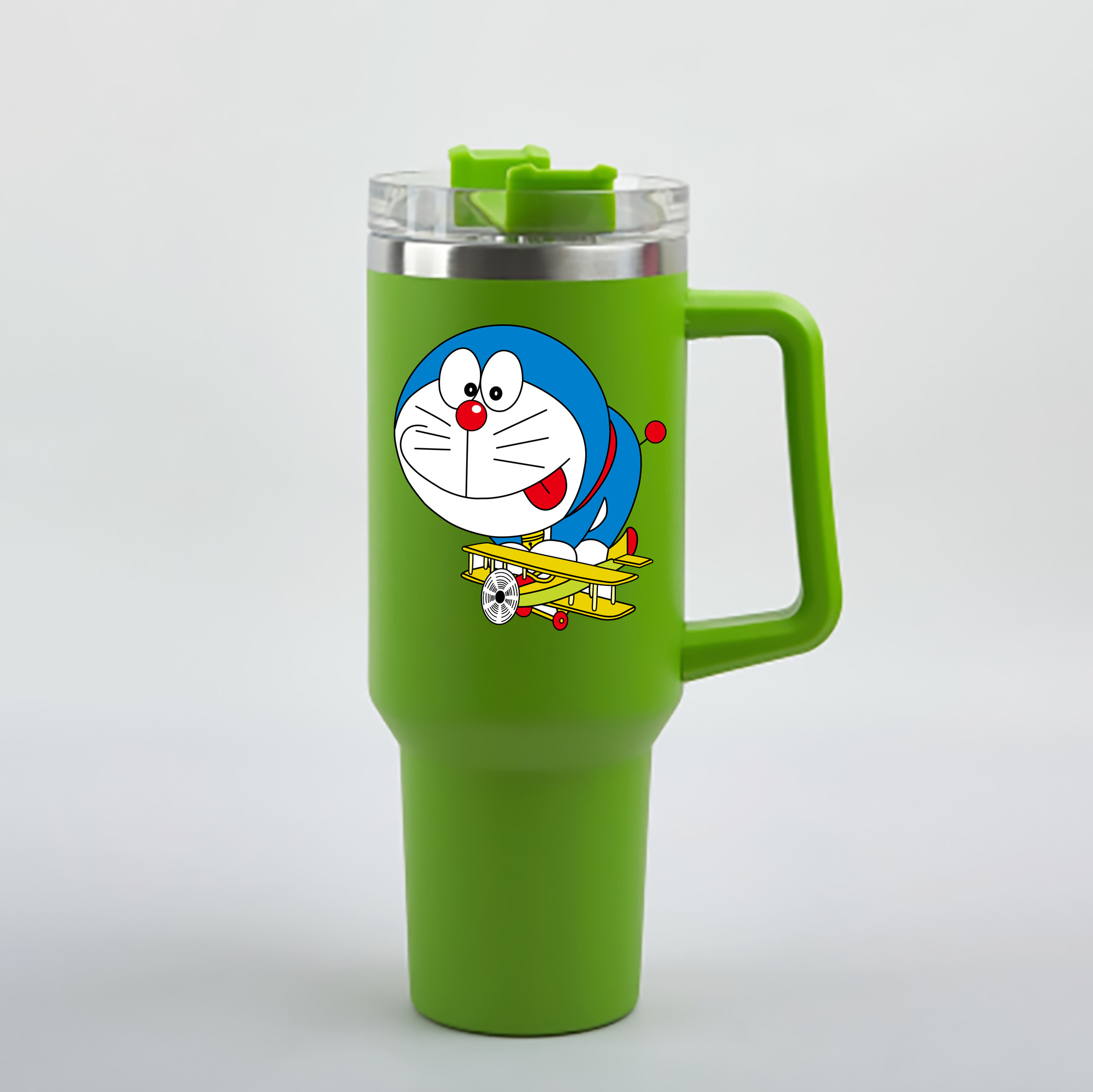 （画像用） ドラえもん Doraemon 1200mL車用タンブラー - クリスタルステッカー（プラスチックストロー付き）